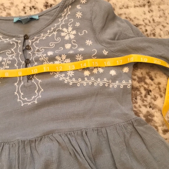 🌼 she & sky 🌼 blue/gray embroidered peplum top - Picture 3 of 5